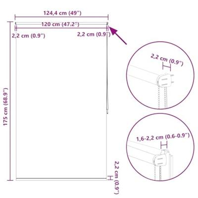 VidaXL Rolgordijn verduisterend 124,4 x 175 cm stofbreedte 120 cm wit