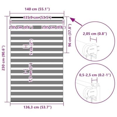 Zebra rolgordijn 140x230 cm stofbreedte 135,9 cm zwart