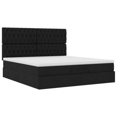 Ottoman bed met matras en LED's 180x200cm stof zwart