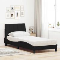 Bed met matras stof zwart 90x200 cm - thumbnail