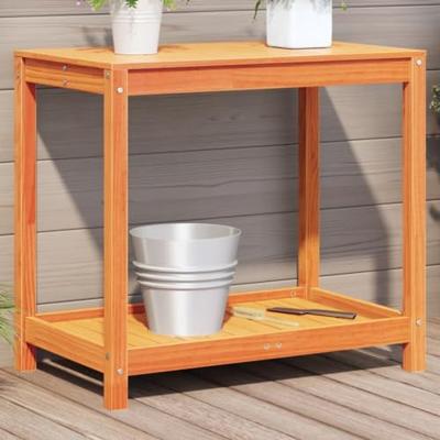 VidaXL Oppottafel met schap 82,5x50x75 cm massief grenenhout wasbruin VidaXL Oppottafel met schap 82,5x50x75 cm massief grenenhout wasbruin