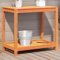 VidaXL Oppottafel met schap 82,5x50x75 cm massief grenenhout wasbruin - thumbnail