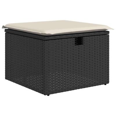 7-delige Loungeset met kussens poly rattan zwart - thumbnail
