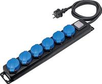 AS Schwabe 38606 Stekkerdoos met schakelaar 6-voudig Zwart, Blauw Randaarde stekker 1 stuk(s) - thumbnail