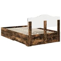 Bedframe met hoofdeinde Gerookt eiken 120 x 200 cm Bewerkt hout - thumbnail