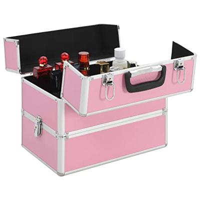 VidaXL Make-up koffer 37x24x35 cm aluminium roze