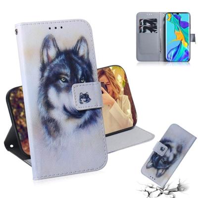 Witte Wolf patroon gekleurde tekening horizontale Flip lederen case voor Huawei P30 Pro met houder & card slots & portemonnee Witte Wolf patroon gekleurde tekening horizontale Flip lederen case voor Huawei P30 Pro met houder & card slots & portemonnee