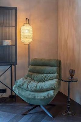 Dutchbone Draaifauteuil 'Vince' Rib, kleur Groen Dutchbone Draaifauteuil 'Vince' Rib, kleur Groen