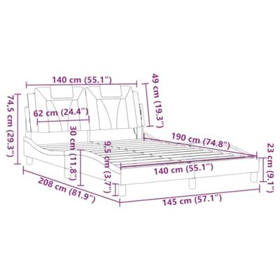Bedframe met LED-verlichting kunstleer cappuccino 140x190 cm