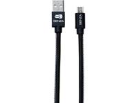 Senza Premium Leather Charge/Sync Cable Micro USB 1.5m. 12W Black - thumbnail
