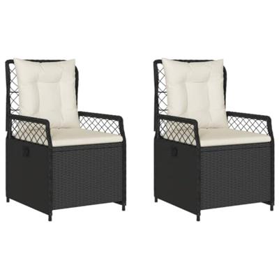 Tuinstoelen 2 st verstelbaar poly rattan zwart