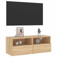 Tv-wandmeubel 80x30x30 cm bewerkt hout sonoma eikenkleurig - thumbnail