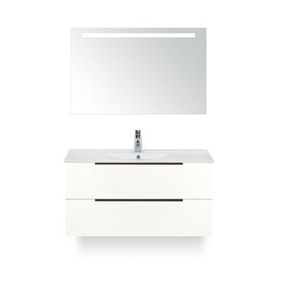 Seville Badmeubelset 100 cm - Wit Hoogglans Edge greep - Wastafel Enjoy - met Sence Spiegel
