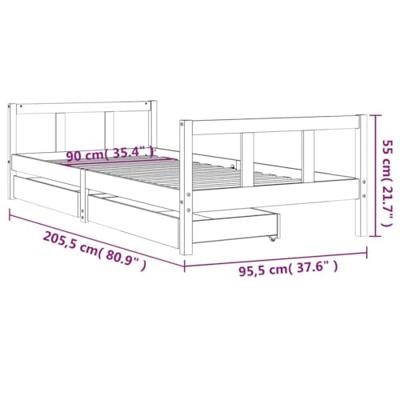 Kinderbedframe 90x200 cm massief grenenhout wit - thumbnail