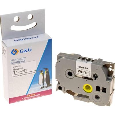 Labeltape G&G 14954 Compatibel vervangt Brother TZe-241 Kunststof Tapekleur: Wit Tekstkleur: Zwart 18 mm 8 m Labeltape G&G 14954 Compatibel vervangt Brother TZe-241 Kunststof Tapekleur: Wit Tekstkleur: Zwart 18 mm 8 m