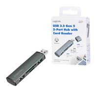 LogiLink UA0394 USB 3.2 Gen 2-hub Met aluminium behuizing, Met ingebouwde SD-kaartlezer, Met status-LEDs Space grijs - thumbnail