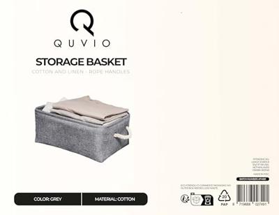 QUVIO Opbergmand met handvaten van touw - Grijs - Set van 2