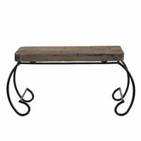 Houten Plantentafel Rechthoek met gekrulde IJzeren Poten - 28 x 14 x 15 cm - thumbnail