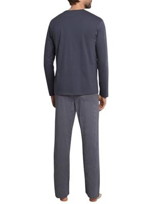 Heren pyjama extra lang - Grijs - NOS - Lange mannen nachtkleding - 100% katoen donkergrijs
