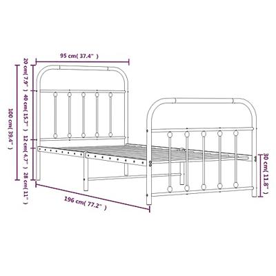 Bedframe met hoofd- en voeteneinde metaal zwart 90x190 cm