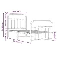 Bedframe met hoofd- en voeteneinde metaal wit 90x190 cm - thumbnail
