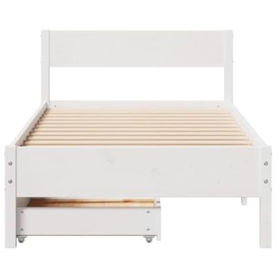 Bedframe zonder matras massief grenenhout wit 90x200 cm