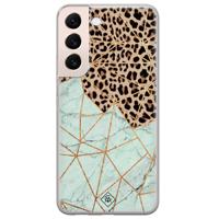 Samsung Galaxy S22 Plus siliconen hoesje - Luipaard marmer mint - thumbnail