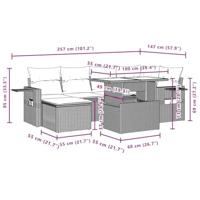 7-delige Loungeset met kussens poly rattan zwart - thumbnail