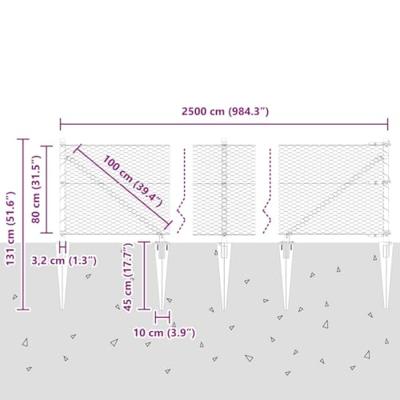 VidaXL Afrasteringspaal groen 25 x 0,8 m (25 mm gaas) staal en pvc
