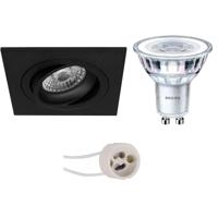 Philips LED Spot Set - Kantelbaar Vierkant Mat Zwart - Warm Wit 2700K - thumbnail