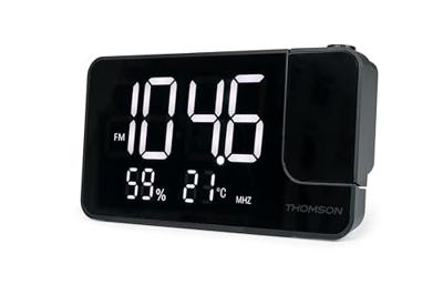 Projectorklokradio - THOMSON - Zwart - FM-radio, Temperatuur, Vochtigheid, Dubbel alarm, USB-C, Voeding 230V Projectorklokradio - THOMSON - Zwart - FM-radio, Temperatuur, Vochtigheid, Dubbel alarm, USB-C, Voeding 230V