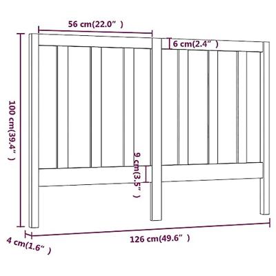 Hoofdbord 126x4x100 cm massief grenenhout grijs Hoofdbord 126x4x100 cm massief grenenhout grijs