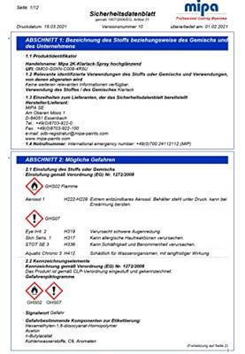 Mipa transparante lakken 2k clear paint spray 250m high gloss