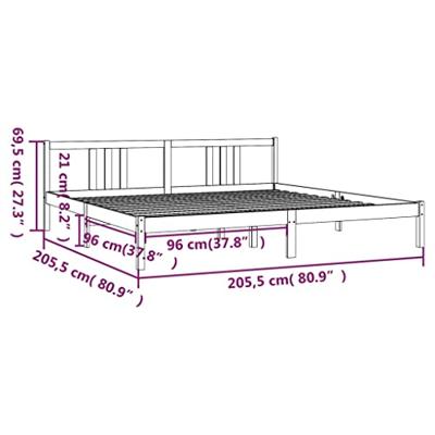 Bedframe massief hout wit 200x200 cm Bedframe massief hout wit 200x200 cm