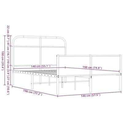Bedframe zonder matras bewerkt hout bruin eikenkleur 140x190 cm
