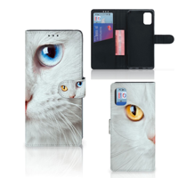 Samsung Galaxy M51 Telefoonhoesje met Pasjes Witte Kat - thumbnail