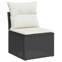6-delige Loungeset met kussens poly rattan acacia zwart - thumbnail