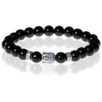 Kralen armband Onyx Buddha Silver - thumbnail