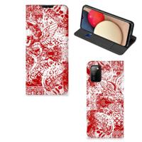 Mobiel BookCase Samsung Galaxy M02s | A02s Angel Skull Rood - thumbnail