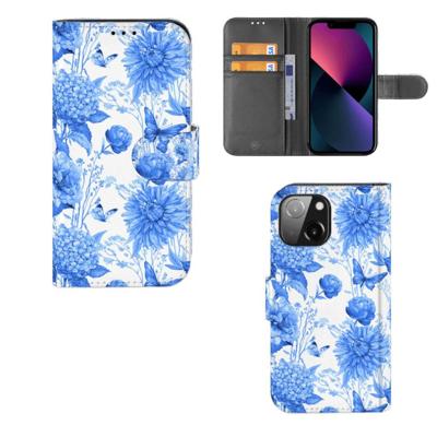 Hoesje voor iPhone 13 Mini Flowers Blue | Portemonnee hoesje