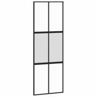 Schuifdeur met beslagset 76x205 cm gehard glas zwart - thumbnail