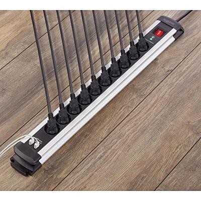 Sygonix SY-4755608 Overspanningsveilige stekkerdoos 10-voudig Zilver, Zwart 1 stuk(s)