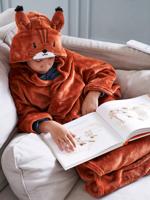 Wikkeldeken Eekhoorn met capuchon Oeko-Tex® ros - thumbnail