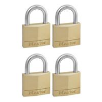 Hangslot masterlock 4 gelijksluitend messing 40mm - thumbnail