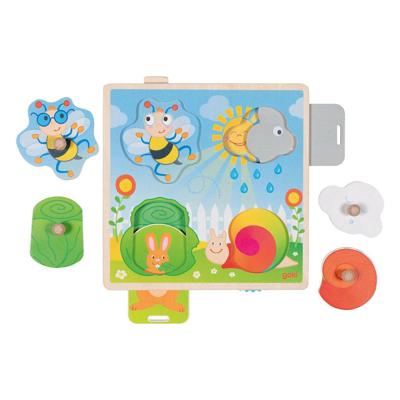 Goki houten achtergrond vormenpuzzel tuin, 4st. Goki houten achtergrond vormenpuzzel tuin, 4st.