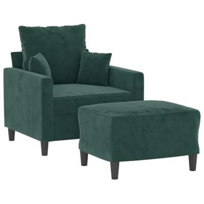 Fauteuil met voetenbank 60 cm fluweel donkergroen