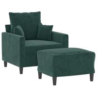 Fauteuil met voetenbank 60 cm fluweel donkergroen - thumbnail