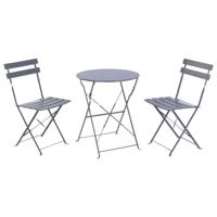 Tafel met twee stoelen Home ESPRIT Grijs Metaal 60 x 60 x 71 cm - thumbnail