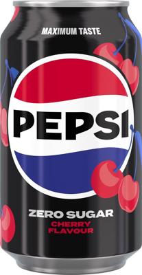 Pepsi Zero Sugar Cherry frisdrank, blik van 33 cl, pak van 24 stuks Pepsi Zero Sugar Cherry frisdrank, blik van 33 cl, pak van 24 stuks