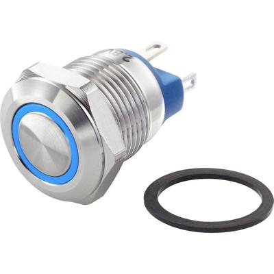 TRU COMPONENTS TC-7494660 TC-GQ12-AF-10E/J/B/12V/S Vandalismebestendige druktoets 48 V/DC 2 A 1x uit/(aan) Moment Blauw IP65 1 stuk(s)
